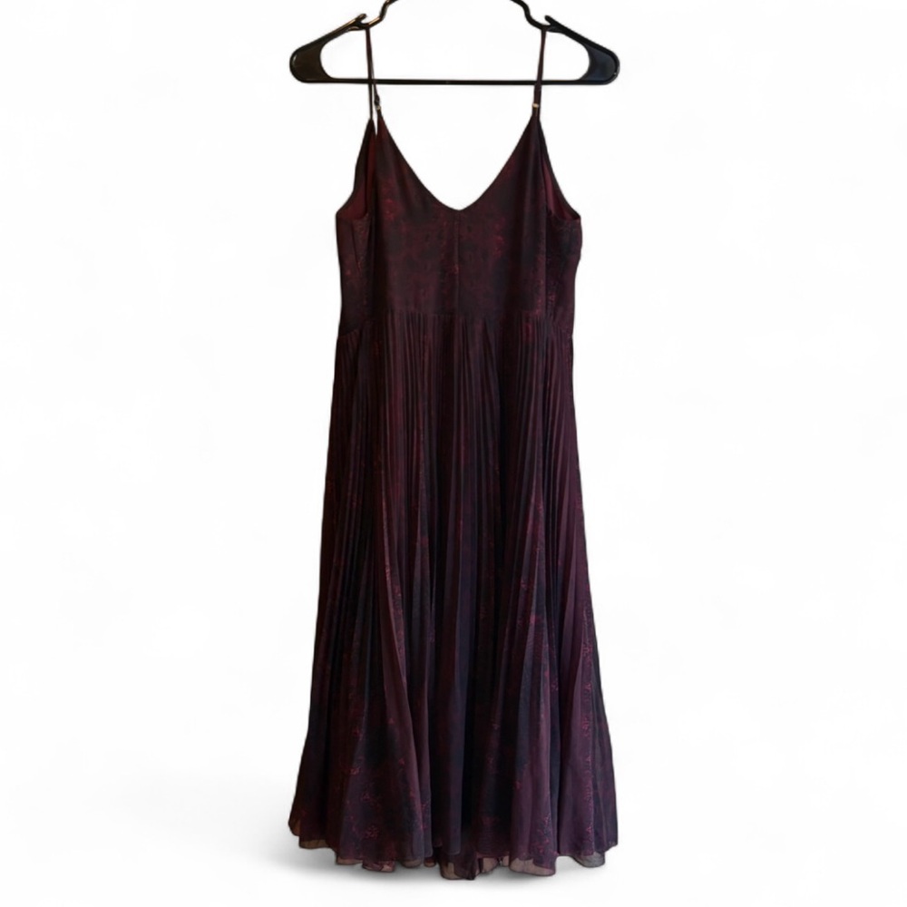 Aritzia Wilfred Beaune Pleated Wrap Dress Rose Bowl Red - Picture 3 of 7